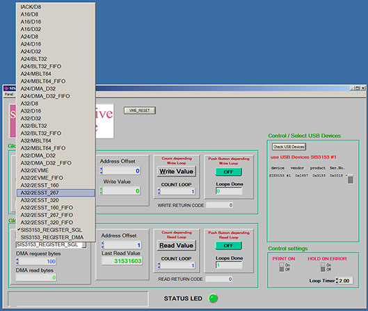 SIS3153 Base Panel USB Screenshot